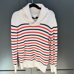 J. Crew | Crewcuts | Tan Knit Striped Shawl Collar Sweater | 12 | NWOT